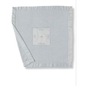 Barefoot Dreams CozyChic Baby Blanket Blue Satin Trim Dream Play Love Laugh